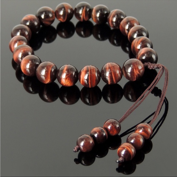 RED TIGER'S EYE MELANGE BEADED BRACELET